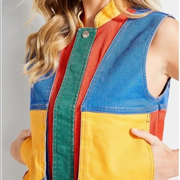 New GUESS x J BALVIN Colorblocked Denim Vest - Picture 5 of 5